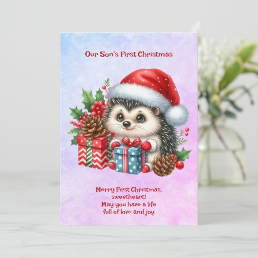 息子の初めてのクリスマス シーズンカード (スタンド正面)