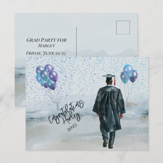息子の卒業パーティーおめでとう ポストカード (正面/裏面)