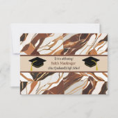 息子の卒業祝い ブラウンマーブル 招待状 (正面)