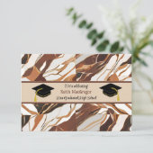 息子の卒業祝い ブラウンマーブル 招待状 (スタンド正面)