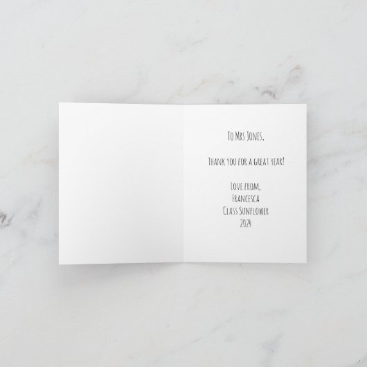 息子の娘ワニのための新しい学校スターターカード カード (内部)