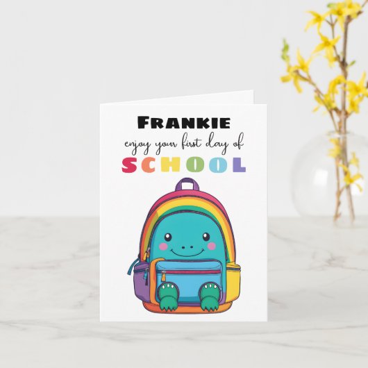 息子の娘ワニのための新しい学校スターターカード カード (黄色い花)