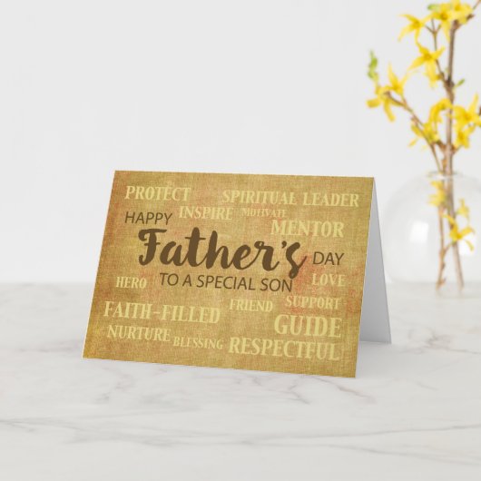 息子の宗教的な父の日の資質 カード (黄色い花)