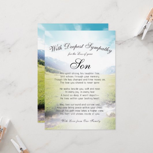 息子の死を記念して カード (正面/裏面インサイチュ)