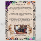 息子の母への献身パーソナライズされた紙 (裏面)