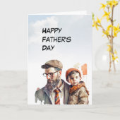 息子の父の日を保持する若いひげのパパ カード (黄色い花)