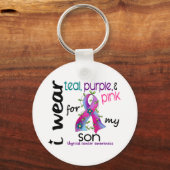 息子の甲状腺がんI衣服リボン43 キーホルダー (正面)