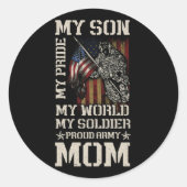 息子の私のプライド私の世界の私の兵士誇りを持った軍の母 ラウンドシール (正面)