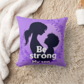 息子の紫のシルエットが強い クッション (ブランケット)