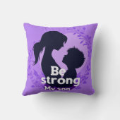 息子の紫のシルエットが強い クッション (裏面)