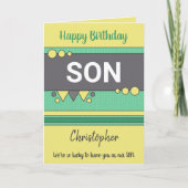 息子の緑と黄色の誕生日を持って幸運 カード (正面)