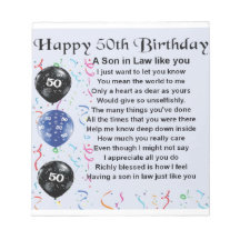 息子の義理の息子のための詩 - 50歳の誕生日デザイン