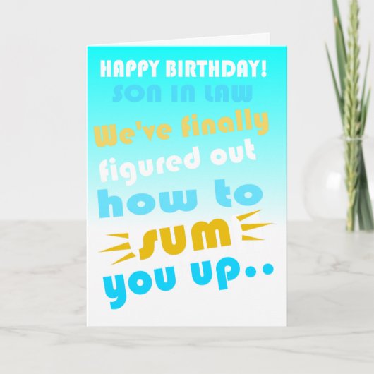息子の義理の息子へお誕生日おめでとう Funny カード (正面)