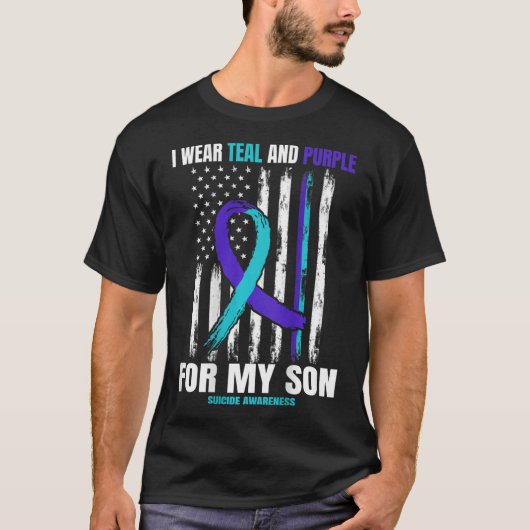 息子の自死の認識度フラグの戻りプリント Tシャツ (正面)