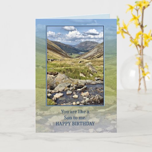 . .息子の誕生日と山の風景 カード (黄色い花)