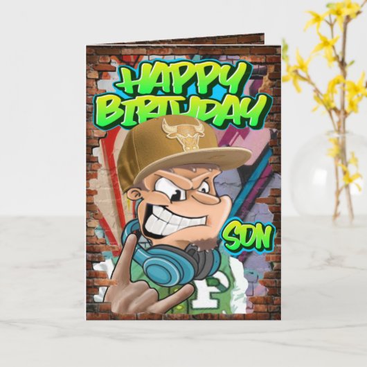 息子の誕生日カード カード (黄色い花)