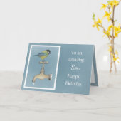 息子の誕生日カード-水彩の鳥 カード (黄色い花)