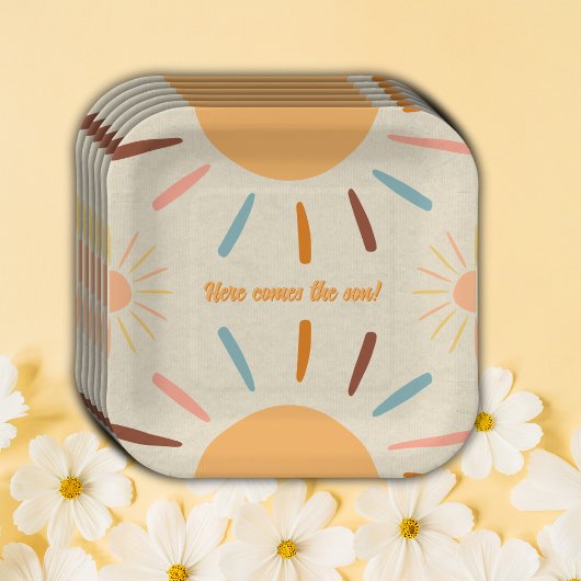 息子の赤ちゃん来シャワーのミニマル工芸 ペーパープレート