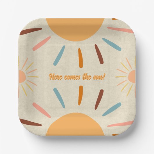 息子の赤ちゃん来シャワーのミニマル工芸 ペーパープレート (正面)