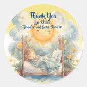 息子の赤来ちゃんシャワーありがとう ラウンドシール (正面)