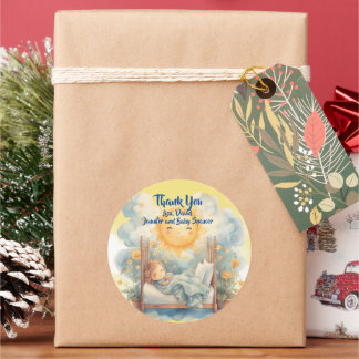 息子の赤来ちゃんシャワーありがとう ラウンドシール