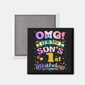 息子の1歳の誕生日おめでとう! マグネット (正面/裏面)