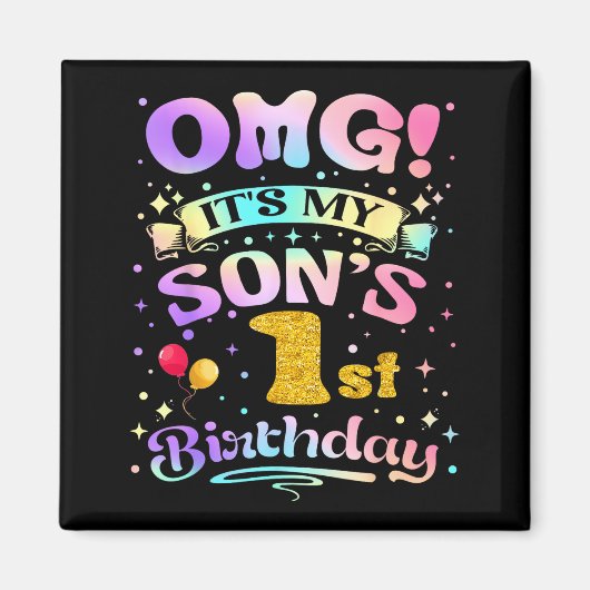 息子の1歳の誕生日おめでとう! マグネット (正面)