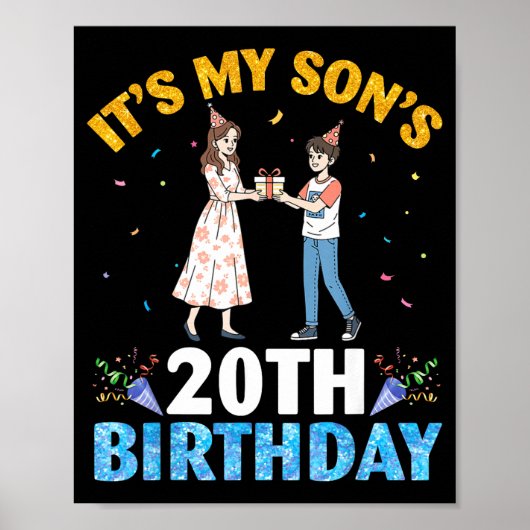 息子の20歳の誕生日おめでとう W ポスター (正面)