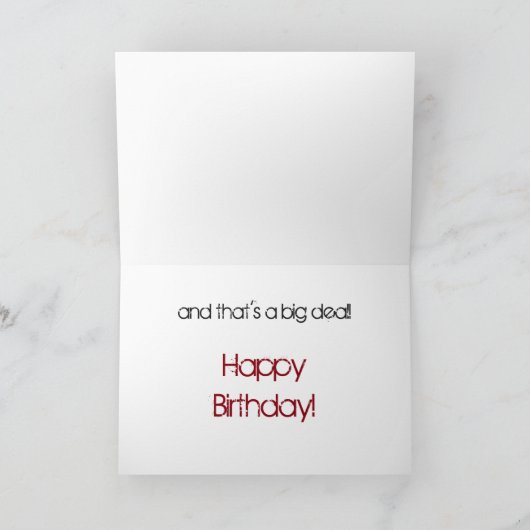 息子の26歳の誕生日の挨拶は黒、赤、白。 カード (内部)