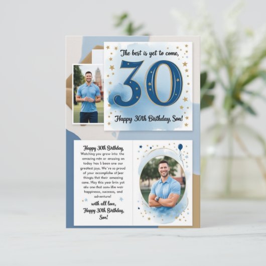 息子の30歳の誕生日カード 招待状 (スタンド正面)