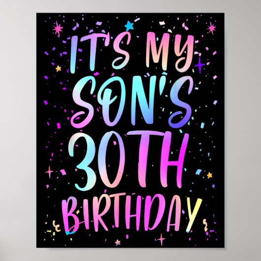息子の30歳の誕生日 おめでとうカラフルな30歳 ポスター (正面)