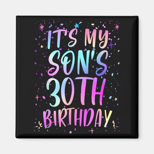 息子の30歳の誕生日 おめでとうカラフルな30歳 マグネット (正面)