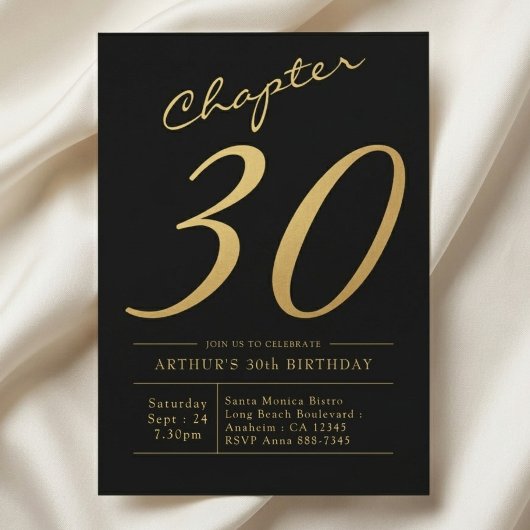 息子の30歳の誕生日 ブラックゴールドパーティー 招待状