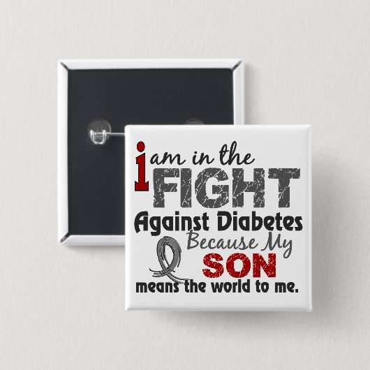 息子は私に世界を糖尿病意味します 缶バッジ (正面&裏面)