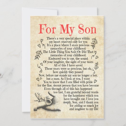 息子へのプレゼント | 私の息子へ たくさん増やしてくれてありがとう 招待状 (正面)