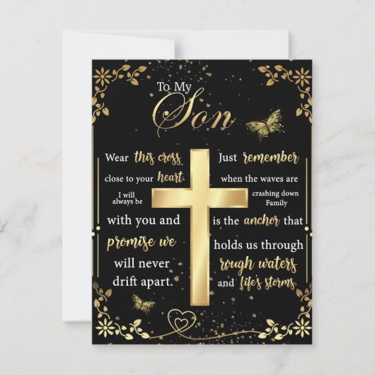 息子へのプレゼント、蝶が好きな人へ、花のような息子への手紙 招待状 (正面)