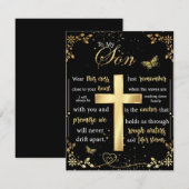 息子へのプレゼント、蝶が好きな人へ、花のような息子への手紙 招待状 (正面/裏面)