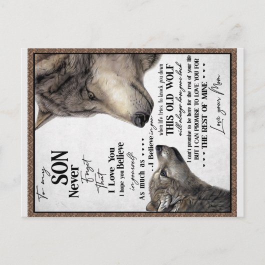 息子への贈り物、ママと息子、息子へのラブレター ポストカード (正面)