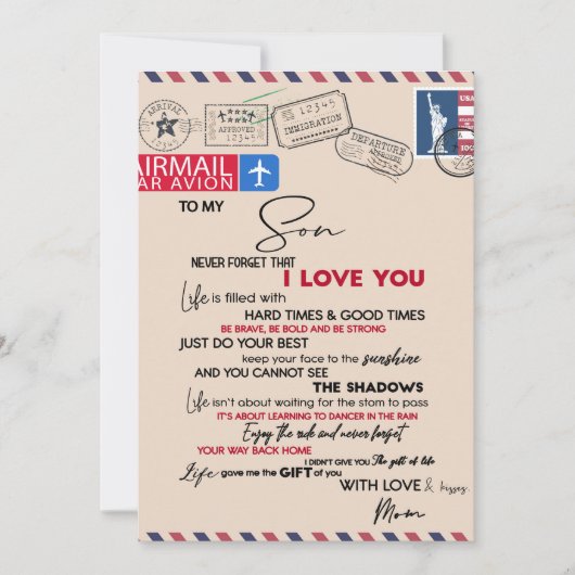 息子への贈り物、母と息子への愛の手紙 シーズンカード (正面)