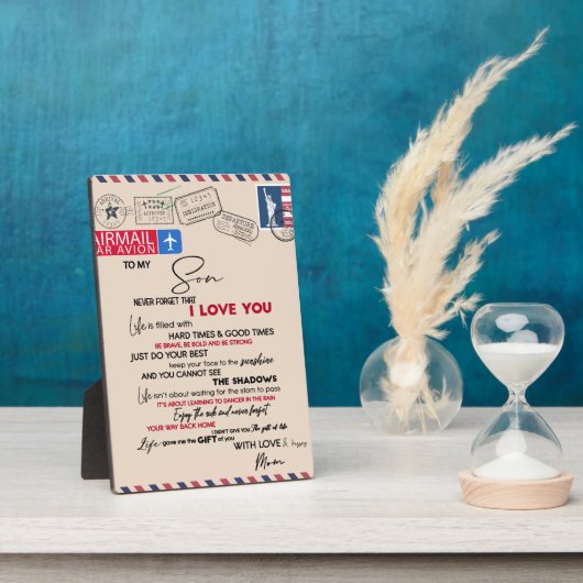 息子への贈り物、母と息子への愛の手紙 フォトプラーク (側面)