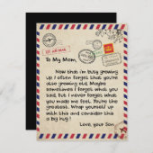 息子への贈り物、母と息子、息子へのラブレター 招待状 (正面/裏面)