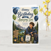 息子へ最高の誕生日おめでとう 冒険の誕生日 カード (黄色い花)