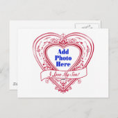 息子を愛してる！フォト赤いハート ポストカード (正面/裏面)