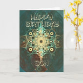 息子グランジのフラクタル誕生日カード カード (黄色い花)