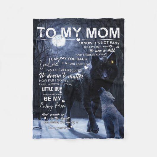 息子パーソナライズされたから母に フリースブランケット (正面)