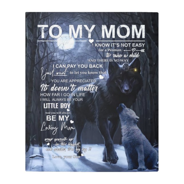 息子パーソナライズされたから母に メタルプリント (正面)