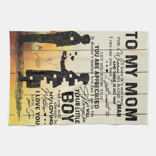 息子パーソナライズされたから母へ|誕生日母ギフト キッチンタオル (横)