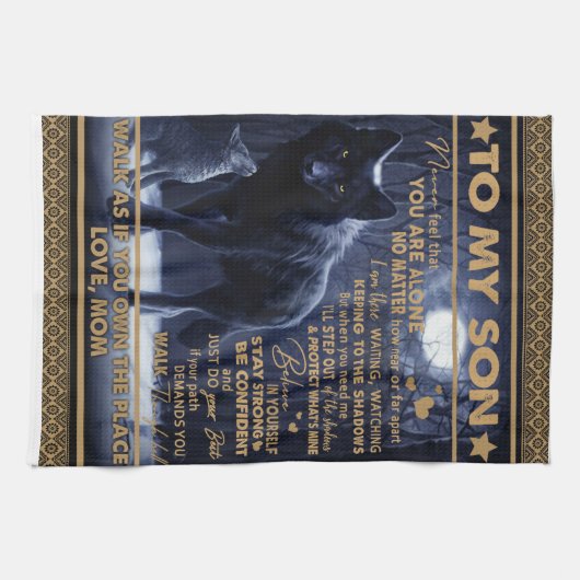 息子パーソナライズされたに息子の誕生日プレゼント キッチンタオル (横)