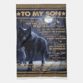 息子パーソナライズされたに息子の誕生日プレゼント キッチンタオル (縦)