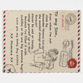 息子パーソナライズされたに、ママの毛布からの手紙を。 フリースブランケット (正面(横))